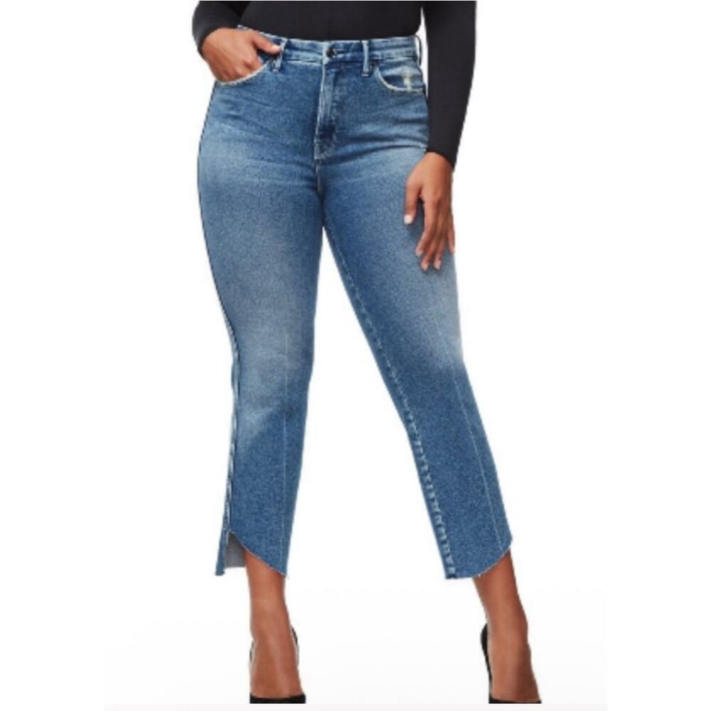 Good American Jeans 12 31 Good Curve Raw Split Hem